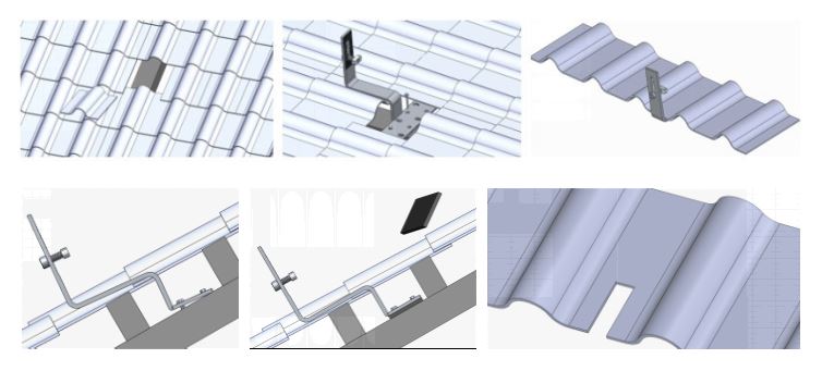 solar panel mounting hooks on tile roof